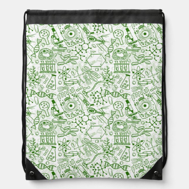 Green Biology Pattern Drawstring Bag (Front)