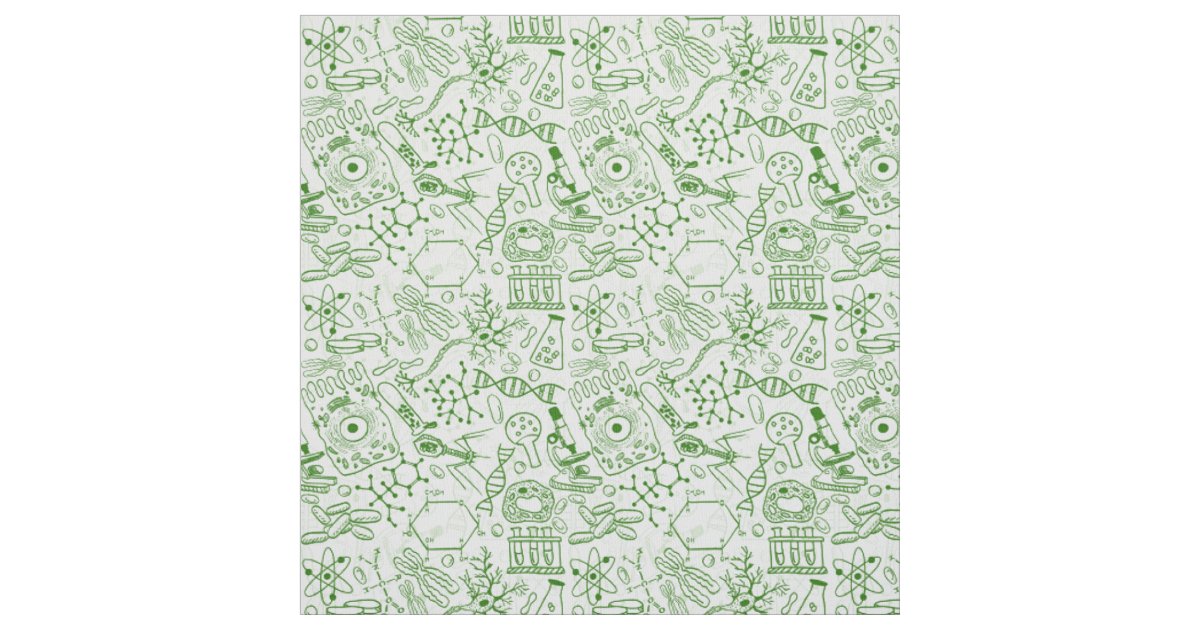 Biology Rug Design Green Biology Pattern Fabric | Zazzle
