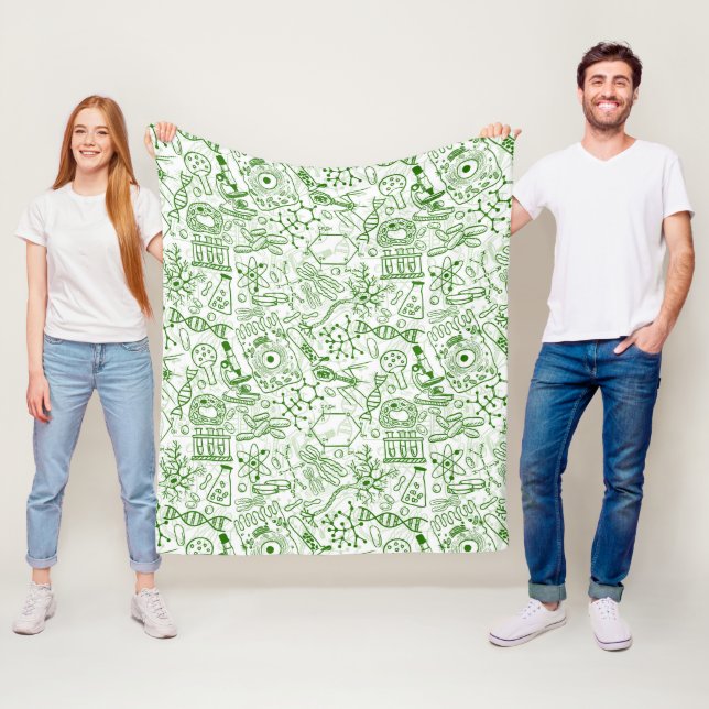 Green Biology Pattern Fleece Blanket (In Situ)