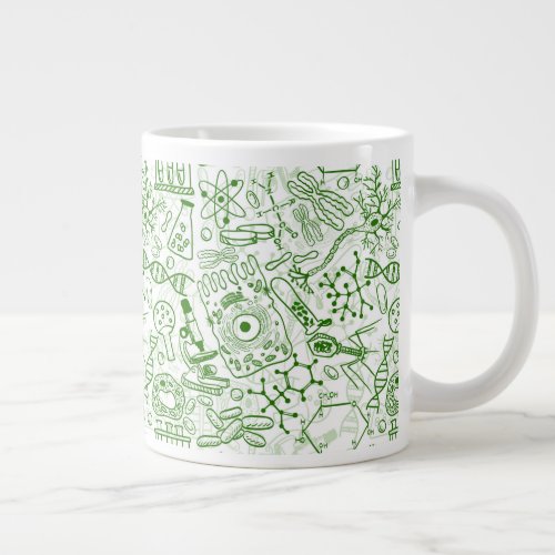 Green Biology Pattern Giant Coffee Mug