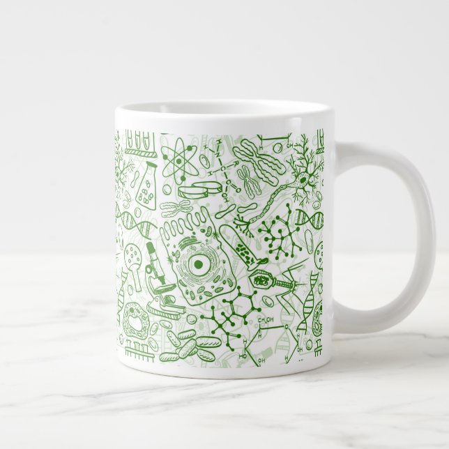 Green Biology Pattern Giant Coffee Mug (Right)