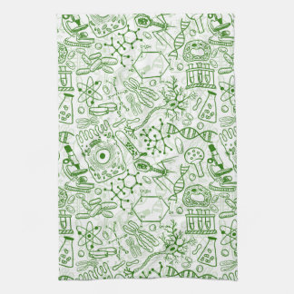 Green Biology Pattern Kitchen Towel