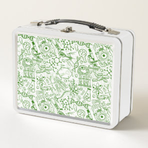 Green Biology Pattern Metal Lunch Box