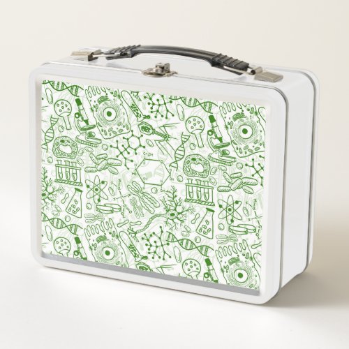 Green Biology Pattern Metal Lunch Box