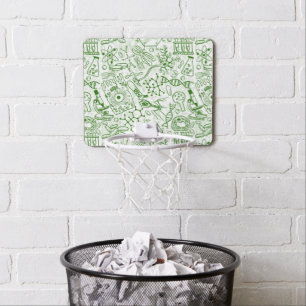 Green Biology Pattern Mini Basketball Hoop
