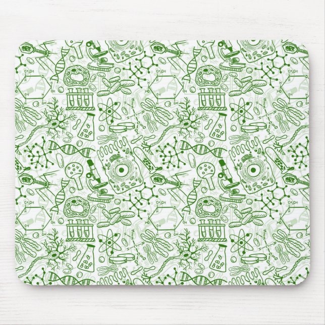 Green Biology Pattern Mouse Pad (Front)