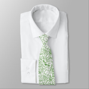 Green Biology Pattern Neck Tie