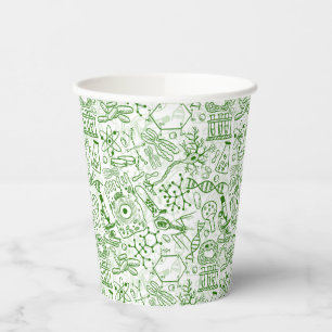 Green Biology Pattern Paper Cups