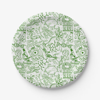 Green Biology Pattern Paper Plates