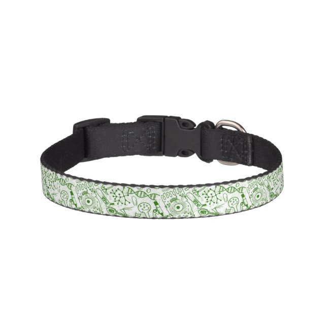 Green Biology Pattern Pet Collar (Front)