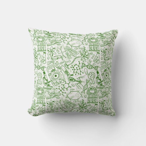Green Biology Pattern Throw Pillow