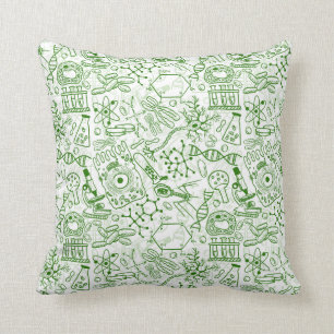 Green Biology Pattern Throw Pillow