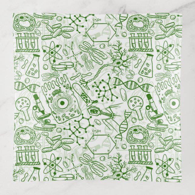 Green Biology Pattern Trinket Tray (Front)