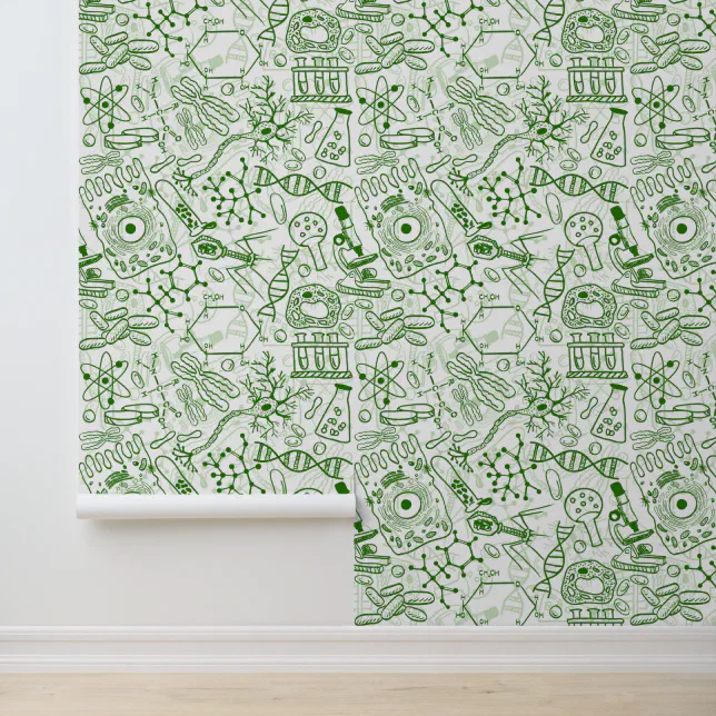 Green Biology Pattern Wallpaper | Zazzle