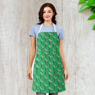 Green Bird and Tree Pattern Nature Inspired  Apron