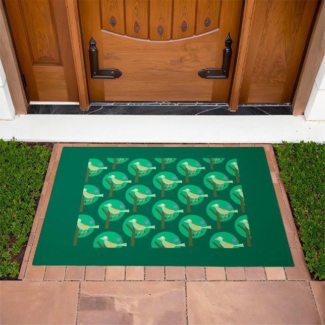 Green Bird and Tree Pattern Nature Inspired  Doormat (Creator Uploaded)