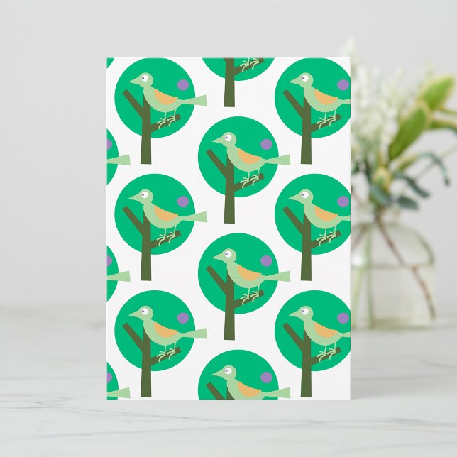 Green Bird and Tree Pattern Nature Inspired  Invitation (Creator Uploaded)