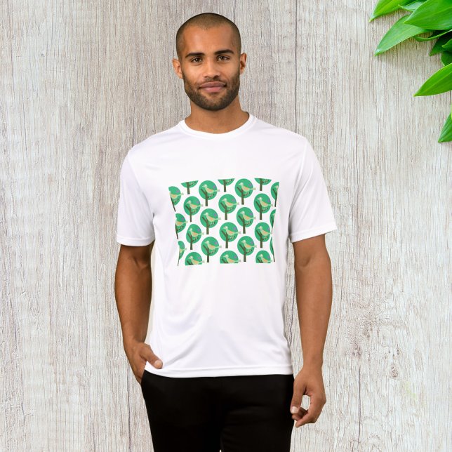 Green Bird and Tree Pattern Nature Inspired  T-Shirt (Creator Uploaded)