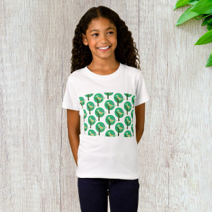 Green Bird and Tree Pattern Nature Inspired T-Shirt