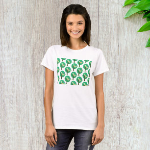 Green Bird and Tree Pattern Nature Inspired T-Shirt