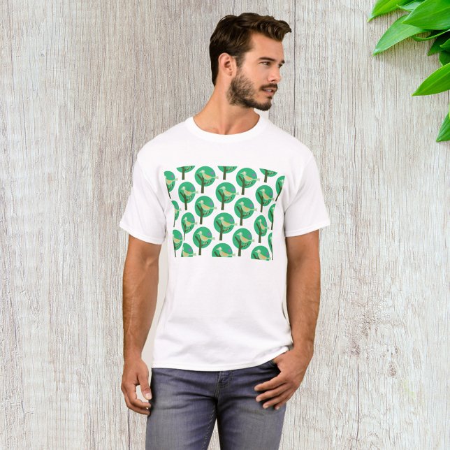 Green Bird and Tree Pattern Nature Inspired  T-Shirt (Creator Uploaded)