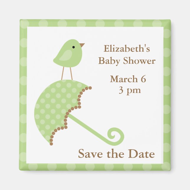 Green Bird and Umbrella Magnet (Front)