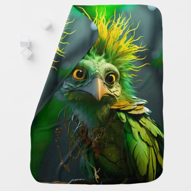 Green Bird Baby Blanket (In Situ)