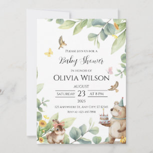Green Bird Baby Shower Invitation