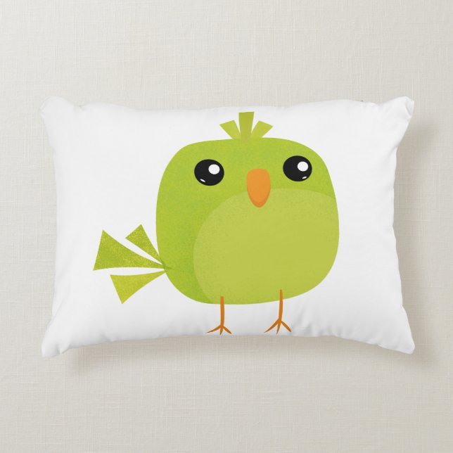 Green Bird Cartoon   Accent Pillow (Front)