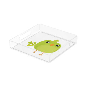 Green Bird Cartoon Acrylic Tray