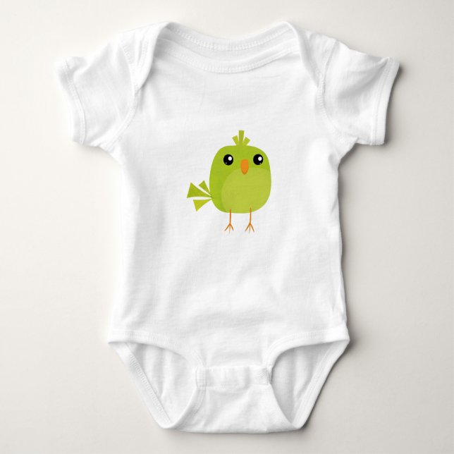 Green Bird Cartoon   Baby Bodysuit (Front)