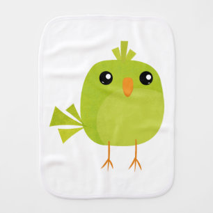 Green Bird Cartoon Baby Burp Cloth