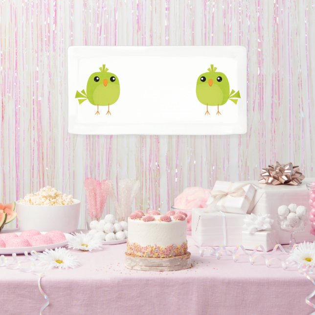 Green Bird Cartoon   Banner (Party)