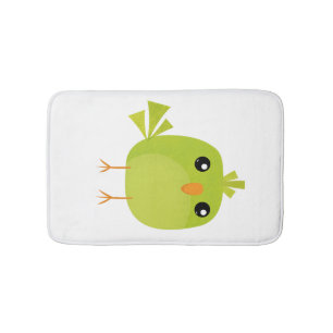 Green Bird Cartoon Bath Mat