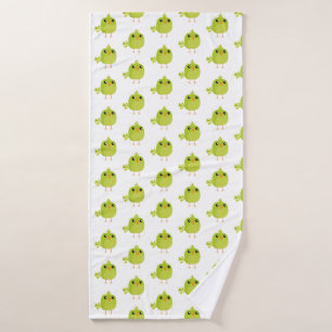 Green Bird Cartoon Bath Towel