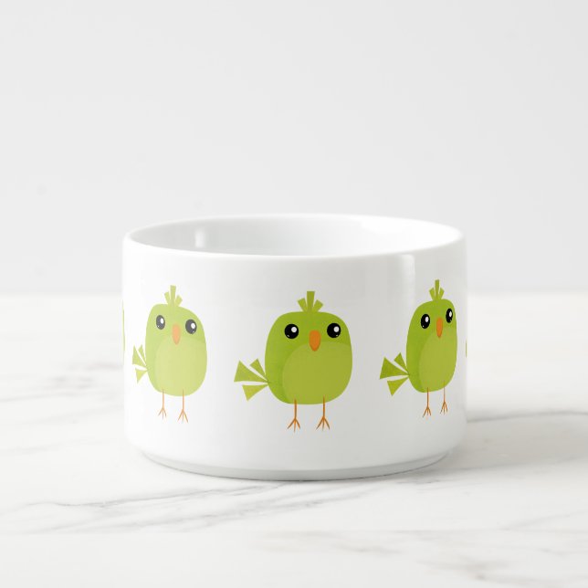 Green Bird Cartoon   Bowl (Center)