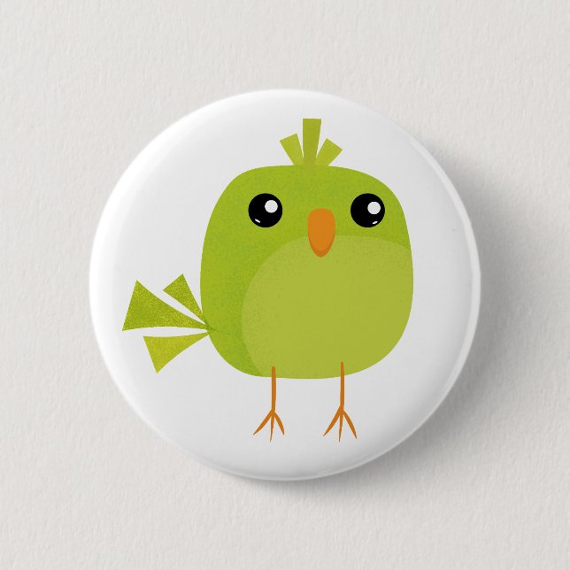 Green Bird Cartoon  Button (Front)