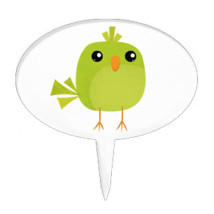 Green Bird Cartoon   Cake Topper