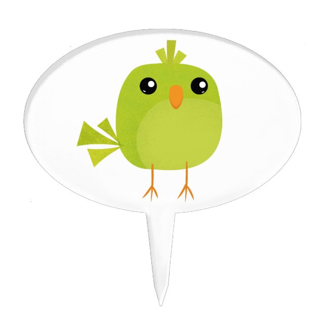 Green Bird Cartoon   Cake Topper (Front)