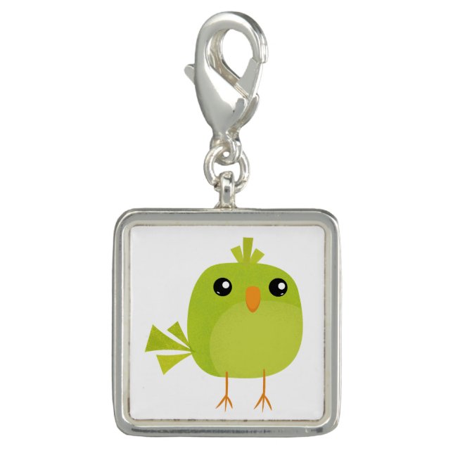 Green Bird Cartoon   Charm (Front)