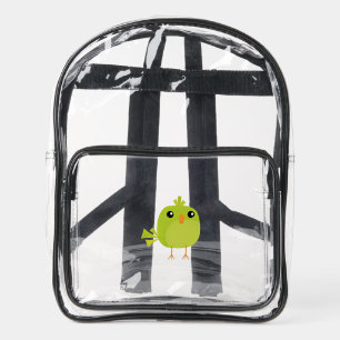 Green Bird Cartoon Clear Backpack