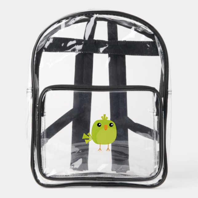 Green Bird Cartoon   Clear Backpack (Front)