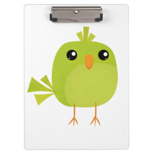 Green Bird Cartoon Clipboard
