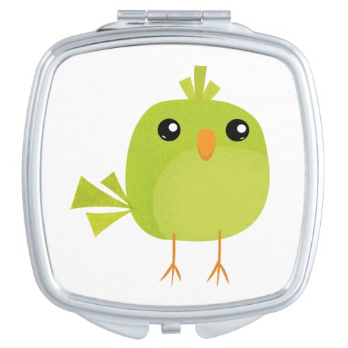 Green Bird Cartoon   Compact Mirror