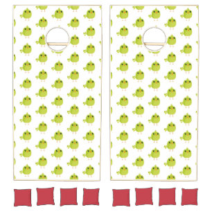 Green Bird Cartoon Cornhole Set