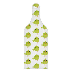 Green Bird Cartoon   Cutting Board