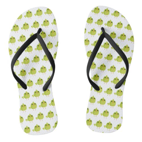 Green Bird Cartoon  Flip Flops