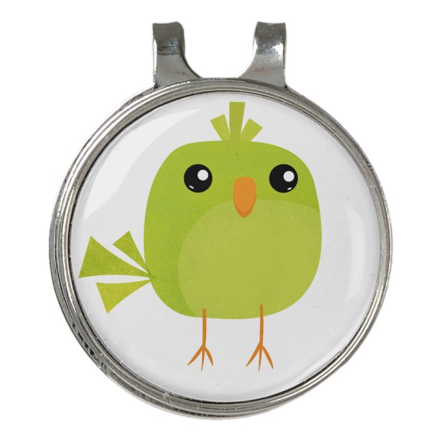 Green Bird Cartoon   Golf Hat Clip (Front)