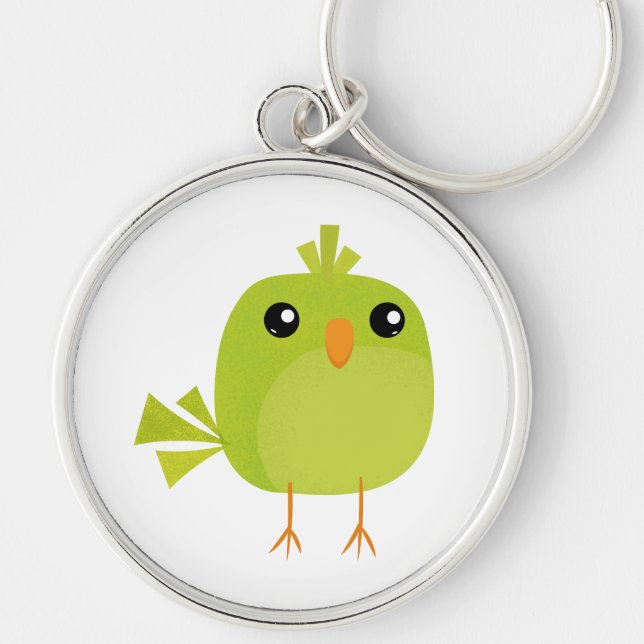 Green Bird Cartoon   Keychain (Front)