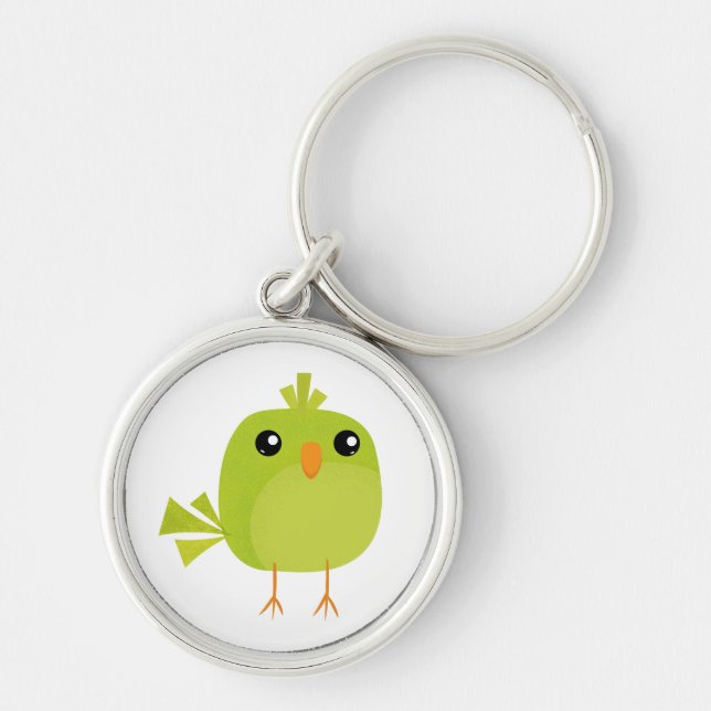 Green Bird Cartoon   Keychain (Front)